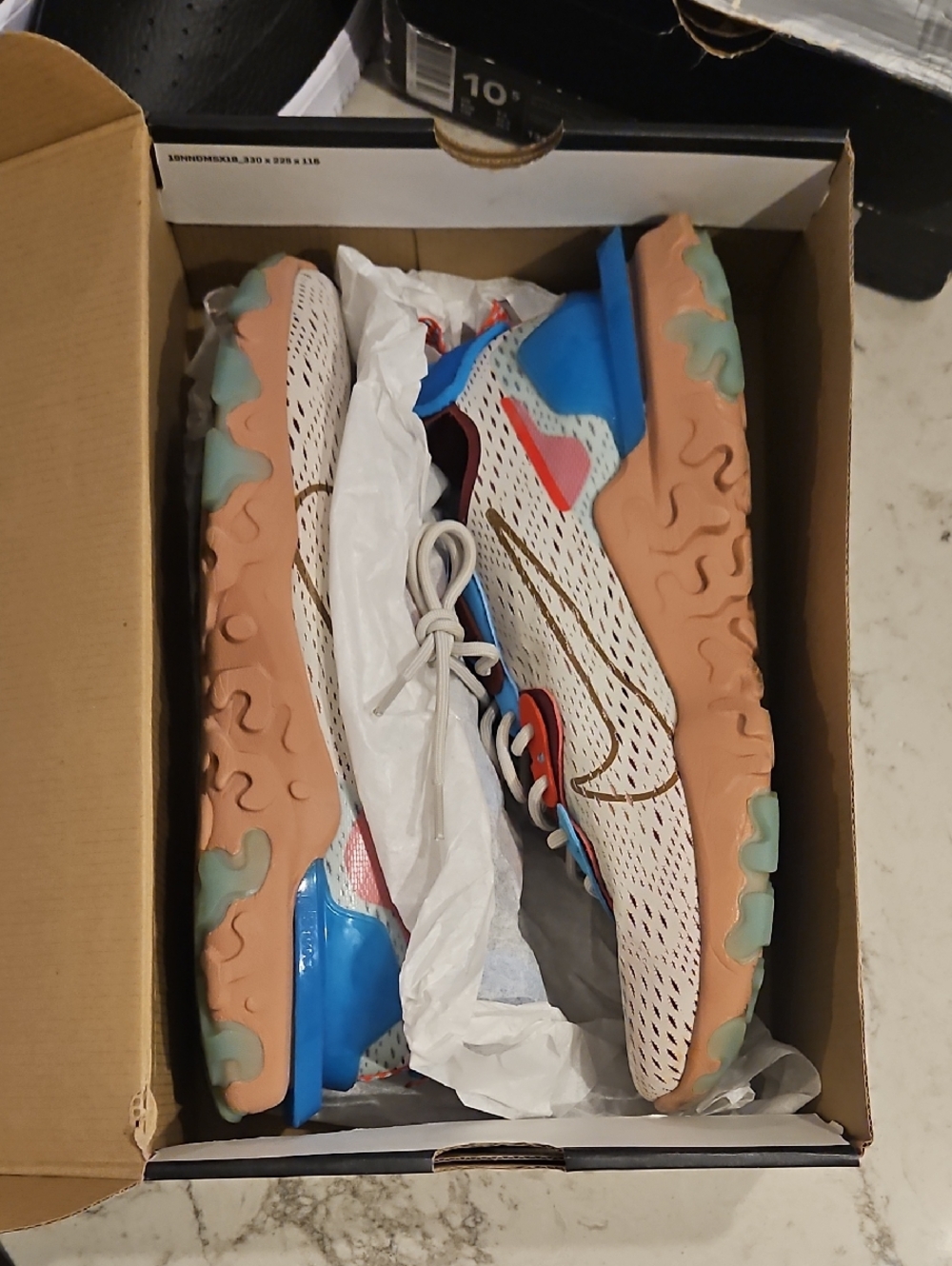 Nike Men's React Vision Sneakers with Blue, Pink and Cream Accents